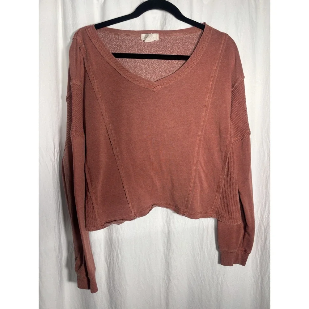 Altar'd State Pink/ Rose Sweater V Neck Oversized Extra Soft Size M MM4